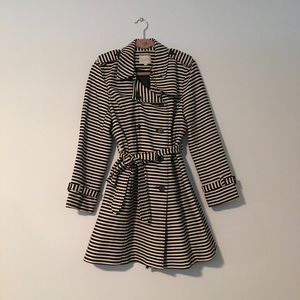 LOFT black and white striped trench coat